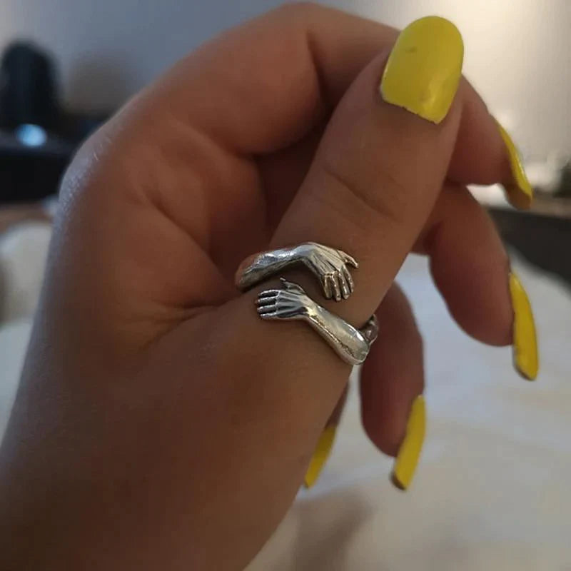INFUSEU Knuffelring, ringen knuffelring verstelbare sieraden 925 sterling zilver liefde ring cadeau voor haar vrouw, Sterling zilver INFUSEU Knuffelring, ringen knuffelring verstelbare sieraden 925 sterling zilver liefde ring cadeau voor haar vrouw, Sterling zilver